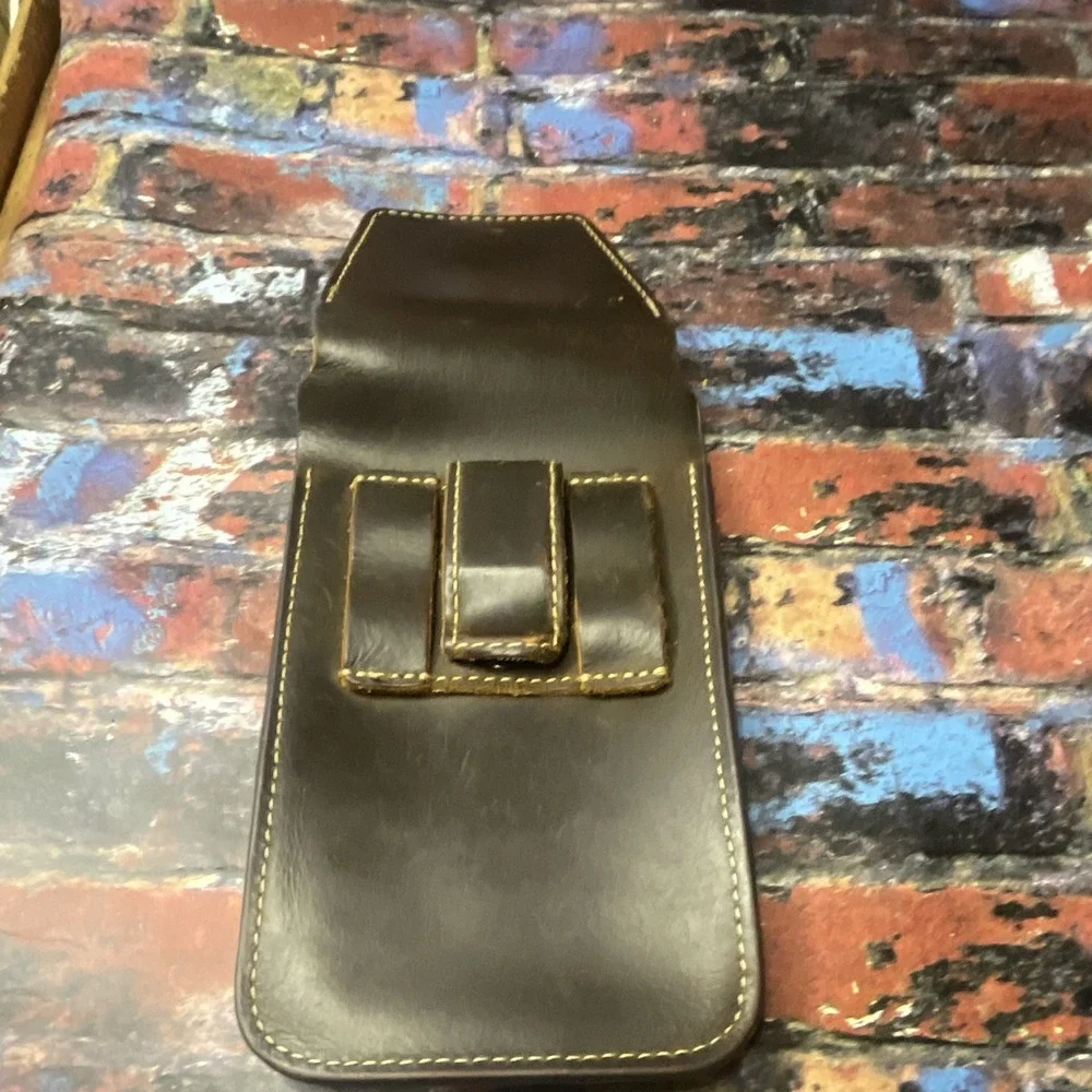 Gentlestache Brown Leather Belt Case Holster Pouch with Belt Clip iPhone pouch